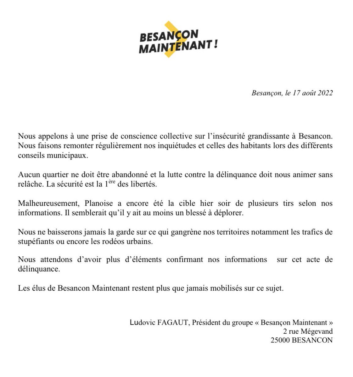 BesanconMaint1's tweet photo. Besancon maintenant condamne la délinquance dans notre ville #besancon #doubs https://t.co/1h0q1bnY7F