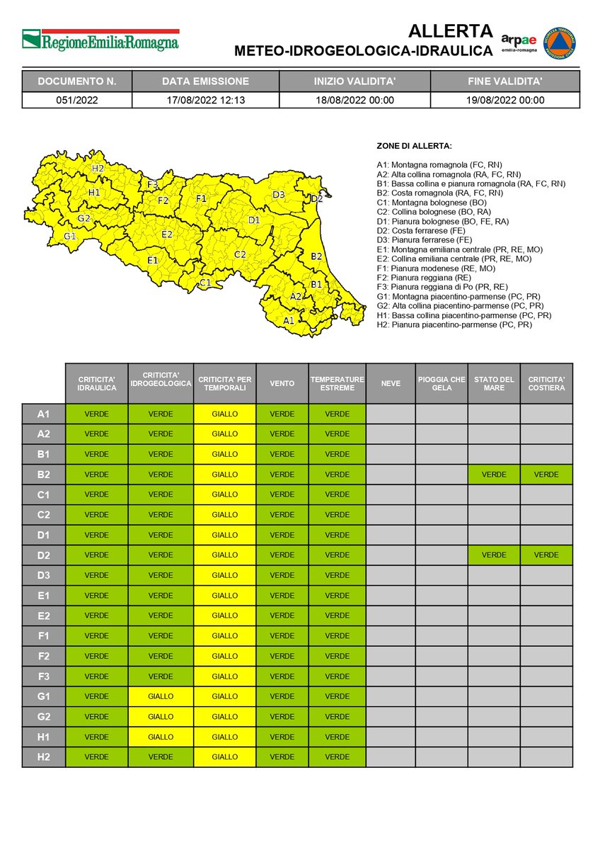 AllertaMeteoRER's tweet photo. #AllertaMeteoER GIALLA per #temporali e criticità #idrogeologica dalle 00:00 del 18/08/2022 alle 00:00 del 19/08/2022 ➡️ https://t.co/oh0srkaYbh

#18agosto #allertaGIALLA https://t.co/vH47KvBKkP
