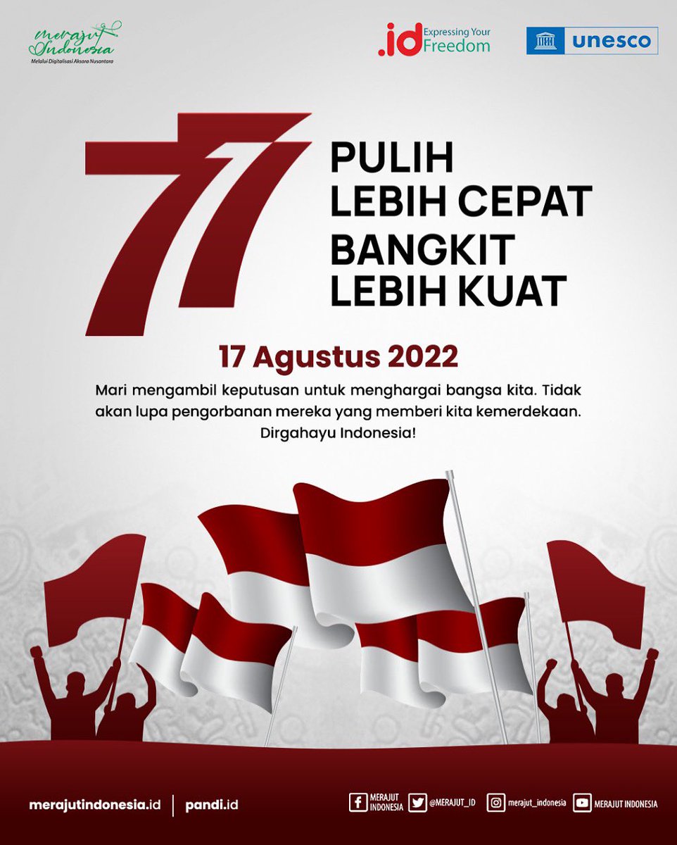 Selamat Dirgahayu Republik Indonesia ke 77

Pulih lebih cepat
Bangkit lebih kuat.
