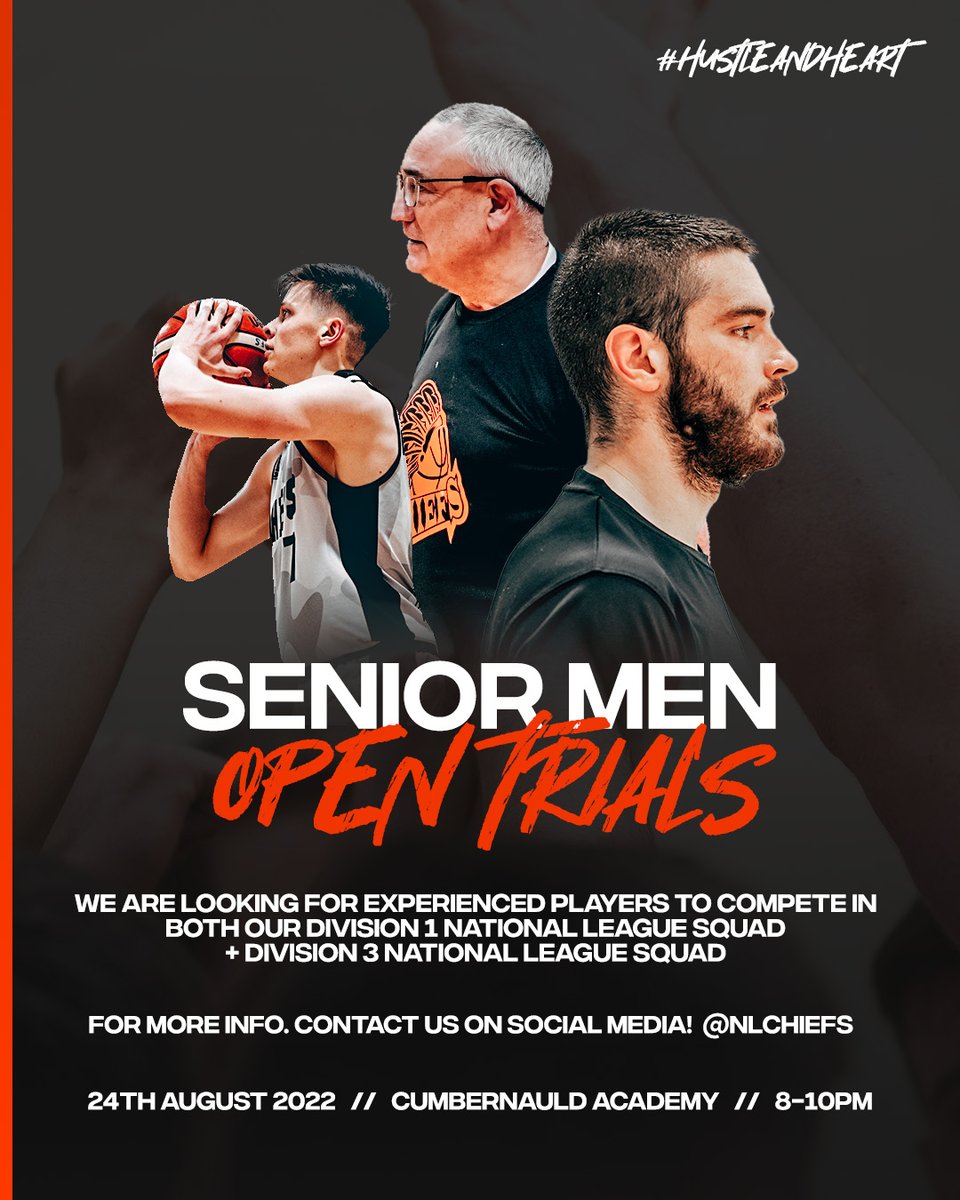 nlchiefs's tweet photo. 🚨𝗦𝗘𝗡𝗜𝗢𝗥 𝗠𝗘𝗡 𝗢𝗣𝗘𝗡 𝗧𝗥𝗜𝗔𝗟🚨
Are you an experienced player and looking to compete in National league Division One this coming season? Well come along to our open trial!
See you all there! 🤝

@CumberAcadPE @OLHS_PE_Dept @ghspedepartment @basketballscotland https://t.co/sSkI0rWbm0