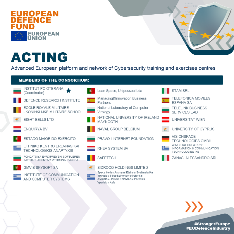 defis_eu's tweet photo. #EDFCalls2021 Projects Highlights:

Discover the #ACTING project🔎
€1⃣6⃣ M in EU funding 💰
2⃣8⃣ beneficiaries
1⃣3⃣ participating countries

It will develop advanced interconnected domain-oriented #cyber ranges for training and exercises💻💡

More at👇