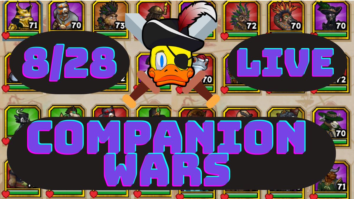Napoleguin1's tweet photo. Join me for Companion Wars on the 28th starting at 10 am! There will be companion codes for the top 3 scores. Huge thanks to Kingsisle for providing the prizes. 
Live:
YT- https://t.co/gP2gTMvakZ
FB -https://t.co/tmk6ZCn8BW
and Twitch -https://t.co/Ca6Mt1ojEy https://t.co/dW7cq8Sxvg