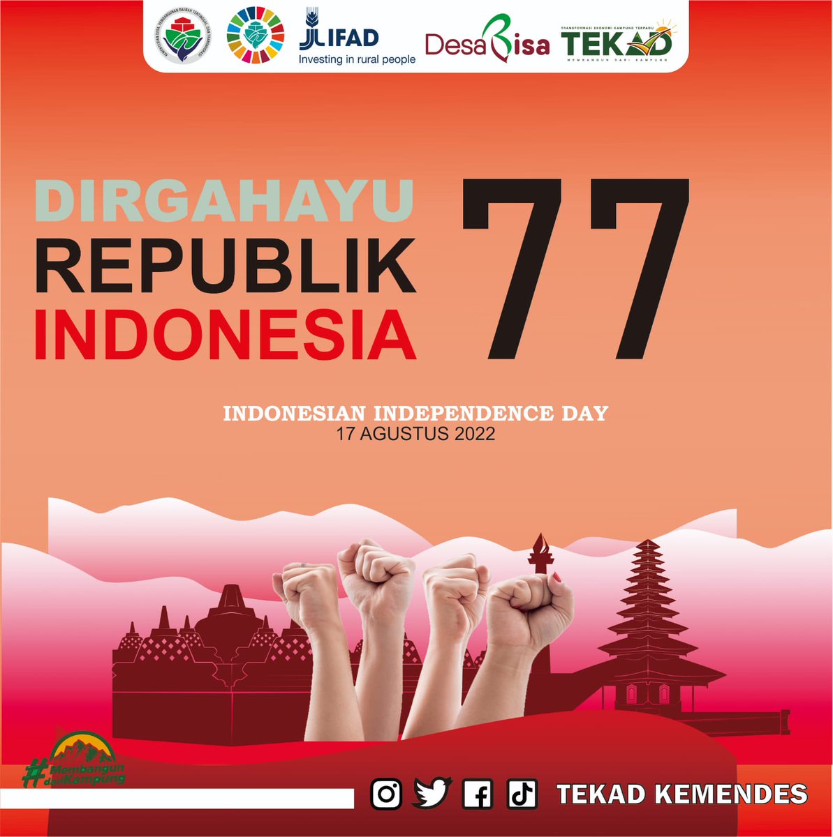 Dirgahayu Republik Indonesia yang ke 77. Terimakasih kepada pahlawan kemerdekaan. 

Indonesia Raya, Indonesia Jaya, Indonesia Sejahtera. 

Bergerak Menuju Kebangkitan Indonesia Raya. 

MERDEKA! 

<a href="/halimiskandarnu/">ABDUL HALIM ISKANDAR</a> <a href="/faidy_sujaie/">#NolongiNgopeni</a> <a href="/taufikmadjid71/">IG : taufik.madjid</a>
@kemendespdtt