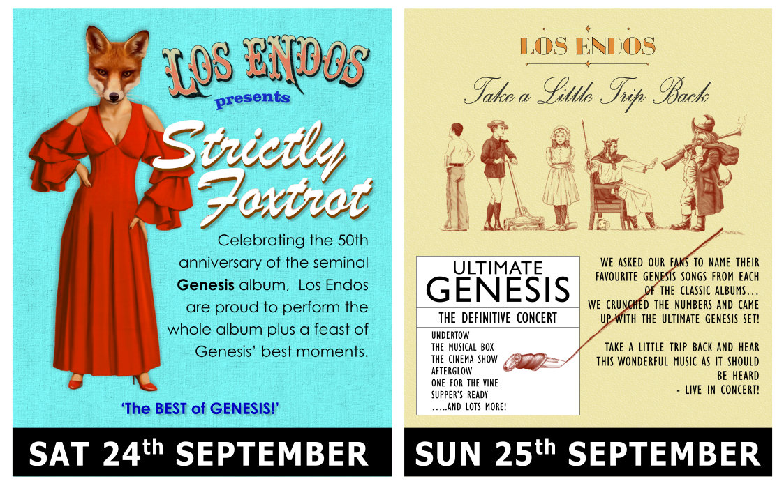 Join us at The Electric Theatre Guildford - two different shows!
Saturday is the whole album plus a feast of other timeless Genesis songs in 'STRICTLY FOXTROT'
Sunday is 'TAKE A LITTLE TRIP BACK' - the fans named their favourite Genesis songs from each of the classic albums!