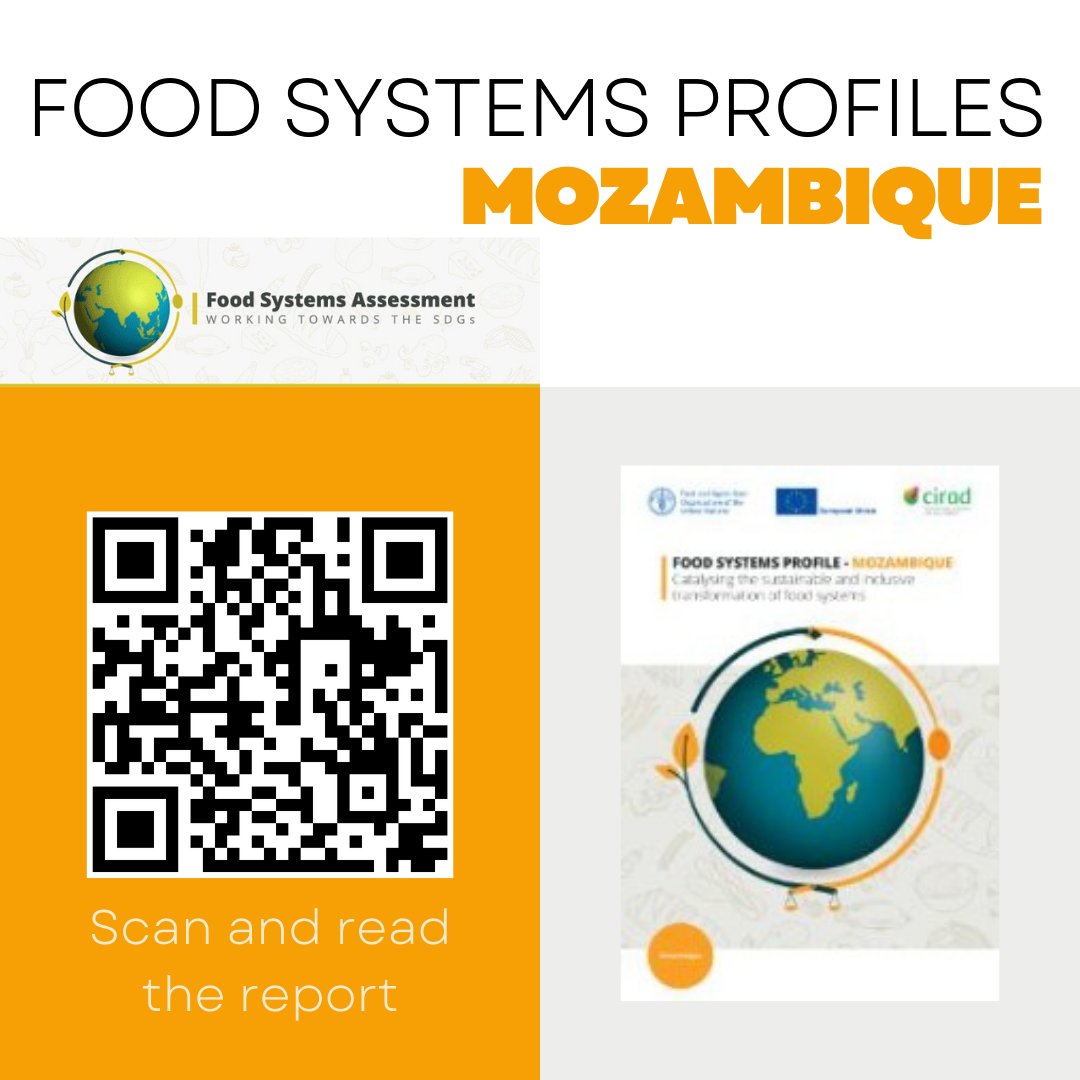 FAOMozambique's tweet photo. ๐ข #NEW|
@FAO has launched the latest #FoodSystemsAssessment Profile for #Mozambique๐ฒ๐ฟ. The report highlights the constraints and opportunities of the national food system. #FSA #Mozambique
@EU_Partnerships
@EUinMoz
@Cirad
@ONUMocambique
Scan and read the report here:๐ https://t.co/lhbF2kbf37