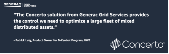 GeneracGS's tweet photo. Partner @RWE_AG is leveraging Concerto, built on @awscloud software to help balance the grid as the energy system decarbonizes. Learn how platform scalability enables Concerto to control a large number of #distributedenergyresources in this AWS case study: https://t.co/rBQ2BiciuH https://t.co/seicjwtWME