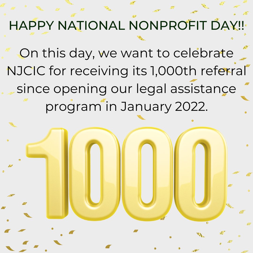 NJ_Consortium's tweet photo. Happy National Nonprofit Day to all the nonprofits out there! We want to take this opportunity to celebrate this milestone of ours. We're excited to keep growing and to serve as many immigrant youths as possible. #immigrants #legalassistance #nationalnonprofitday #NNDay https://t.co/5mqIu3FFPd
