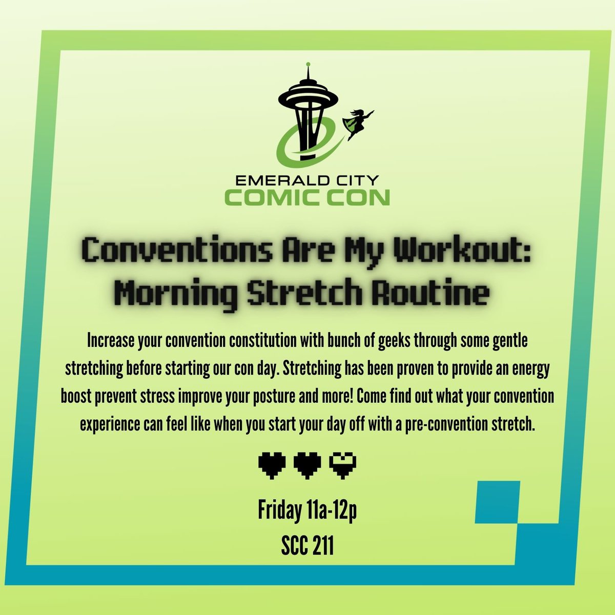 geekgirlstrong's tweet photo. Who will I see at #ECCC this week?!

This year will look different than 2019 (seen here!) but I’m so excited to present #wellnessforgeekswhosit, the ✨new✨ #conventionsaremyworkout stretching workshop, and of course see all of you!! https://t.co/LKsUwFORBR