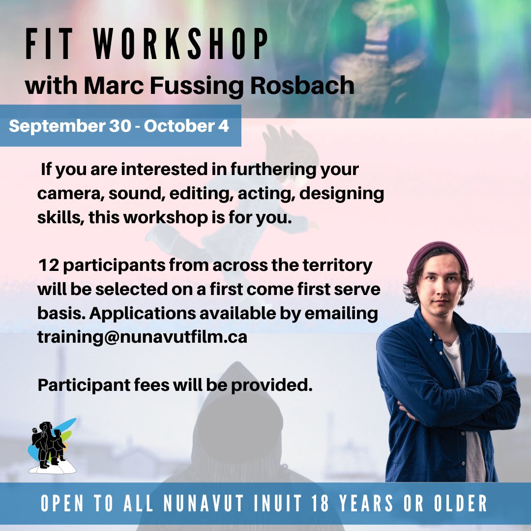 This September, Greenlandic Inuk Marc Fussing Rosbach will take participants on an intensive five-day journey working on a film shoot. For more information contact pm@nunavutfilm.ca, or apply now by contacting training@nunavutfilm.ca !