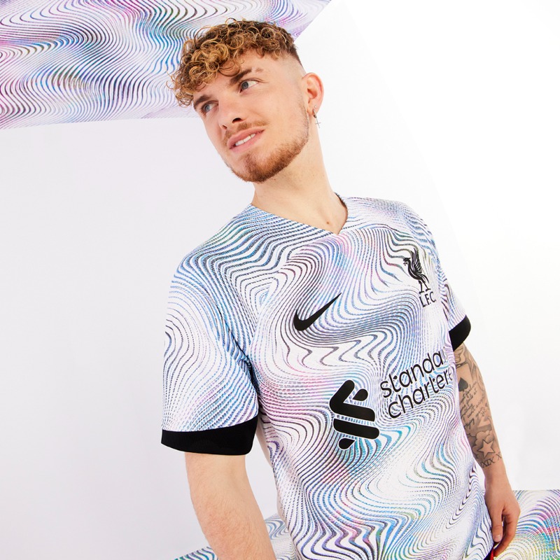 LFC's tweet photo. Available now 🙌

You can now shop our 2022/23 Away Kit in-store and online ⤵