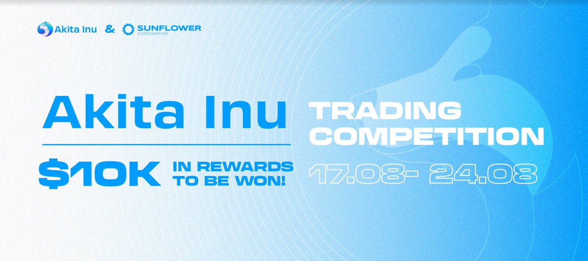 New listing! $10 000 rewards Trade akita for $200+ this week to share the $10K reward. Full rules: cutt.ly/3Xl56Ah Trade: cutt.ly/EXl6KvB sunflowercorp.com 🌻 First derivative exchange for #akita trading. DYOR & have fun! #Giveaway #Memecoin