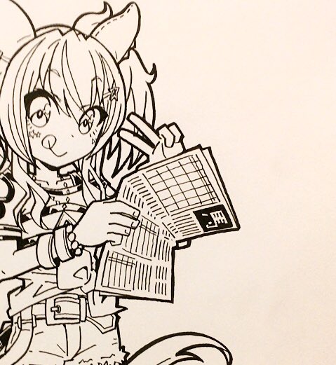 「新聞を読むウマ ダイタクヘリオス 」|ダメテツジン17のイラスト