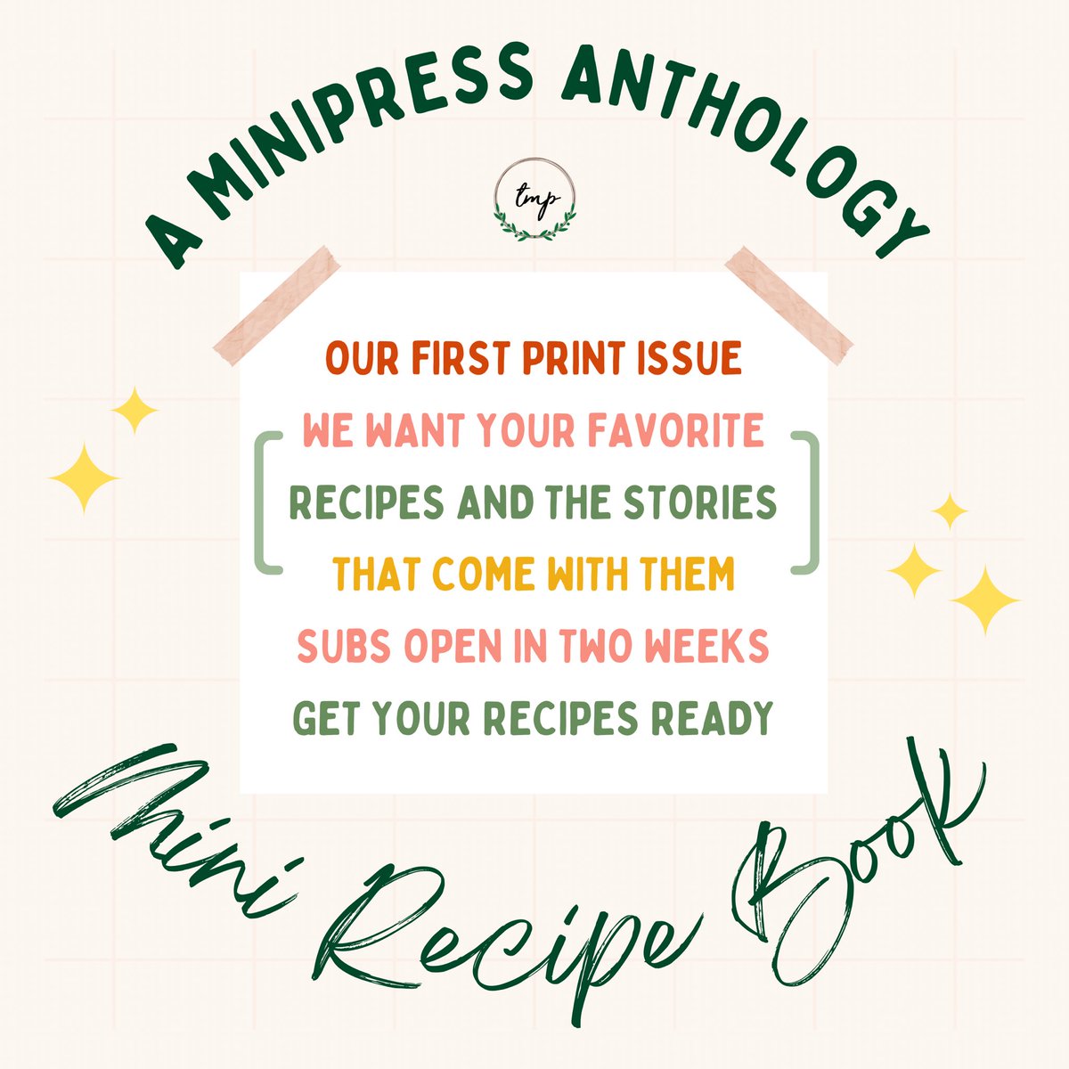 WE'RE FINALLY DOING PRINT!

We're excited to announce MiniPress, #TheMinisonProject's printing press! Our first project will be the "Mini Recipe Book," an anthology of actual recipes paired with the stories they are attached to (in poetry/prose/art form, of course!)

#MiniPress