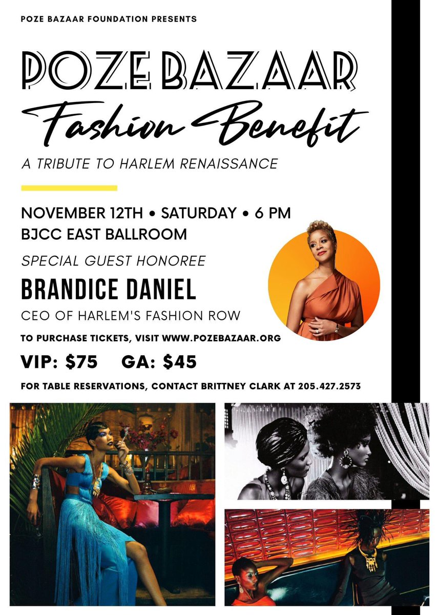 pozebazaar's tweet photo. You're invited to the Poze Bazaar Fashion Benefit on November 12th!

Join us for a unique &amp; memorable experience featuring fashion and art exhibitions, &amp; much more. We will honor the iconic Brandice Daniel, founder &amp; CEO of Harlem's Fashion Row.

Tickets: https://t.co/6SwGv2VZcw https://t.co/7weXkalYHO