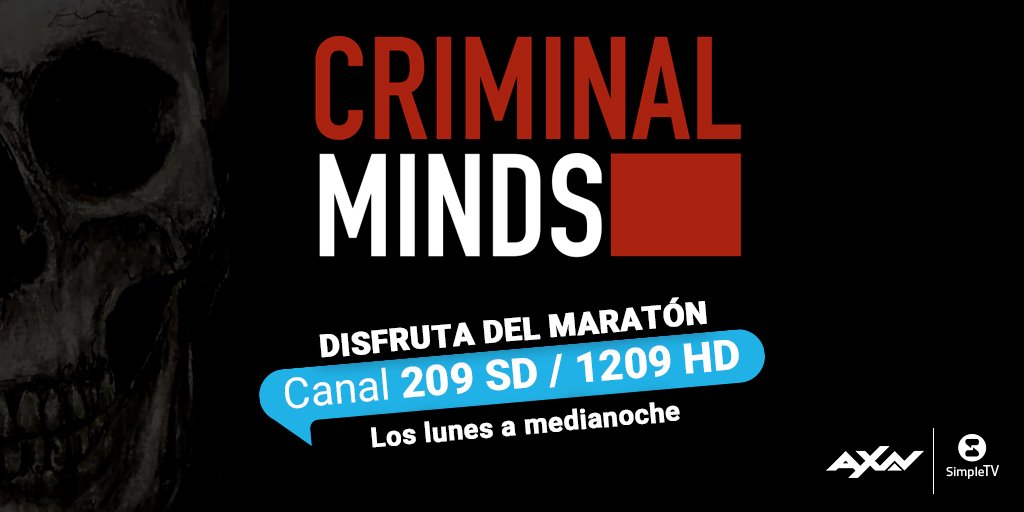 Simple_vzla's tweet photo. ¡MARATÓN CRIMINAL MINDS!

Investigadores de diversas ramas de la criminología que se dedica a hacer análisis psicológicos y criminológicos a criminales para facilitar su captura

Todos los sábados a las 14:20hrs en los canales 209 SD y 1209 HD

#AsiDeSimple 
#Simpletv
#Simpaty https://t.co/G6b3mZaVNU