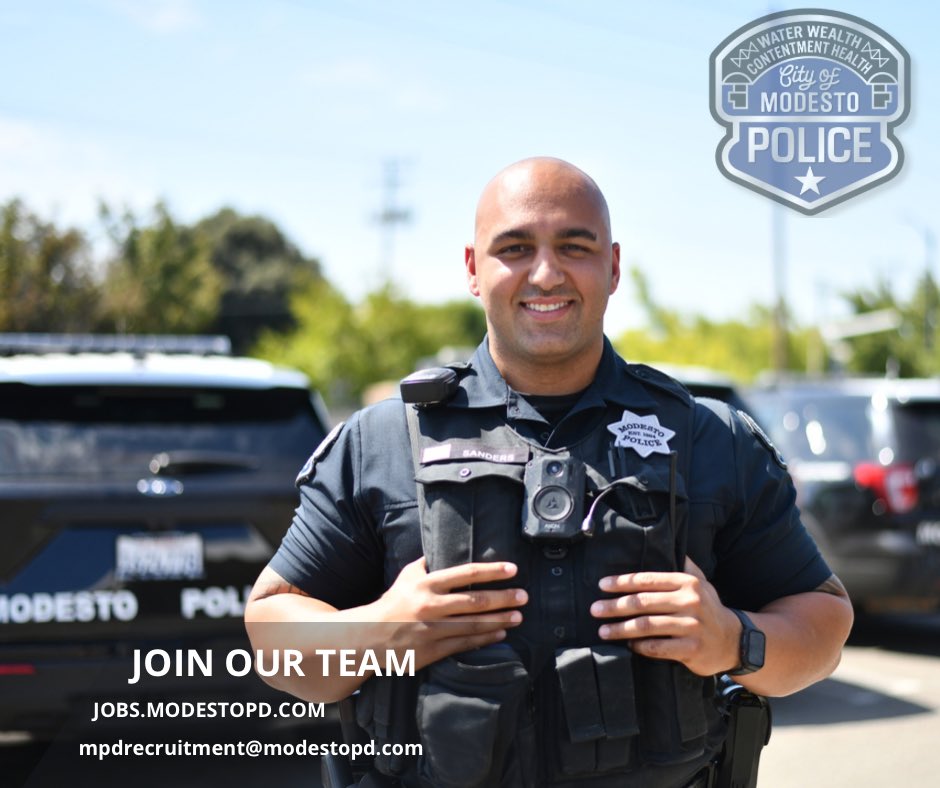 ModestoPolice's tweet photo. We are hiring!  #JoinOurTeam #ModestoPoliceDepartment 
Go to https://t.co/6Kb5nciBDT to learn more. https://t.co/V9ZnMUWYKn