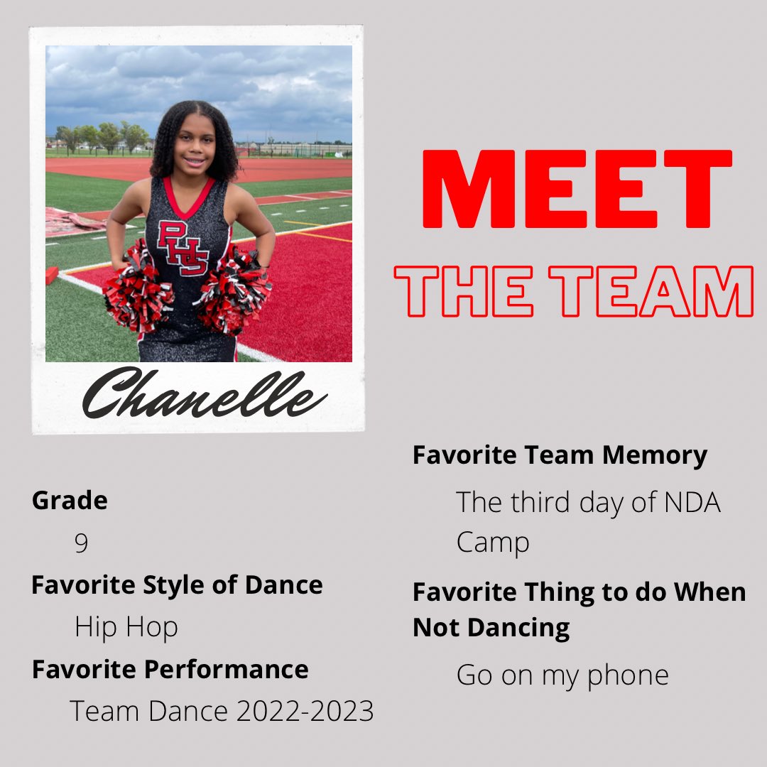 PortageHSDance's tweet photo. Leading up to the first day of school we will be introducing our 2022-2023 Team! 

Last but not least we have Freshman Chanelle!❤️🤍 https://t.co/LxKOty25zF