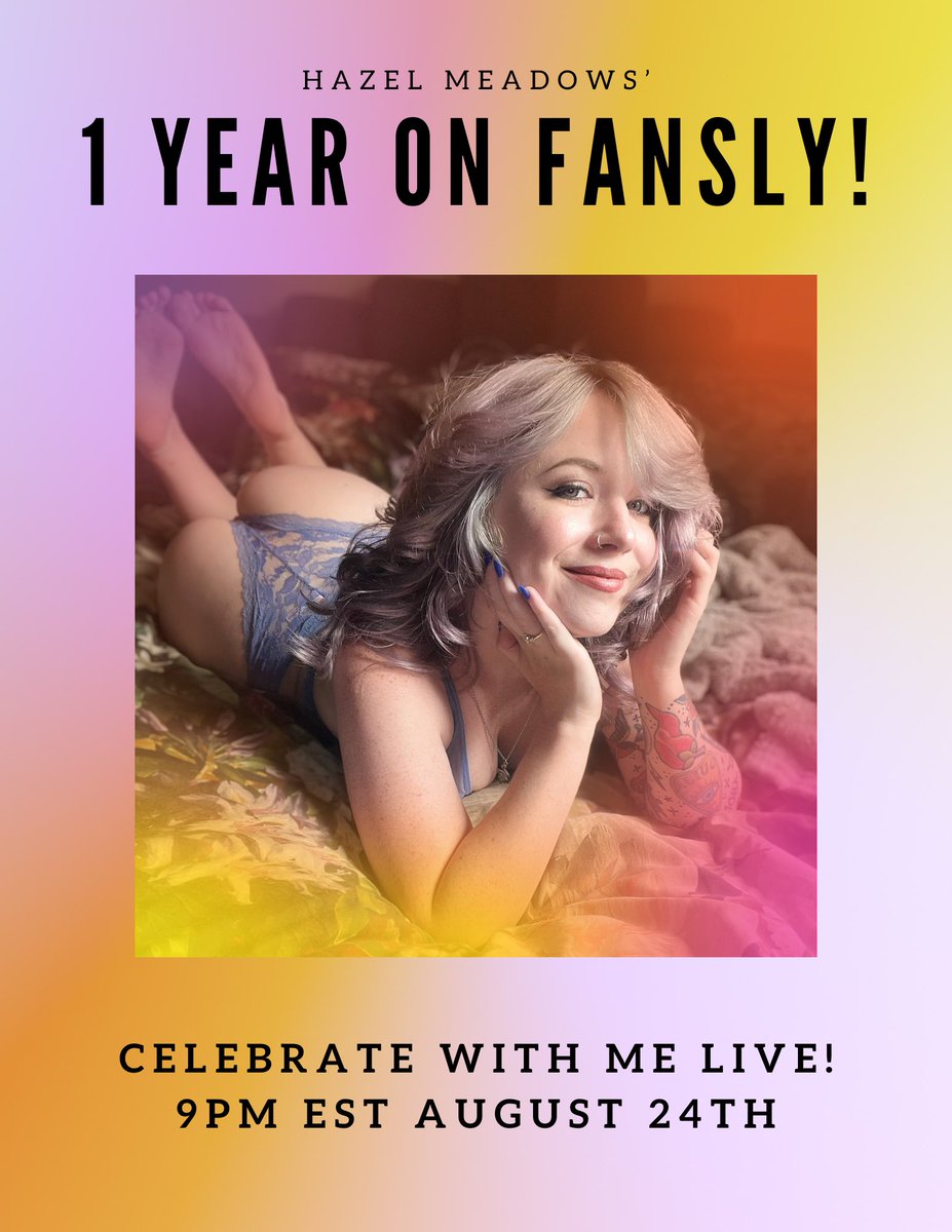 HazelMeadows_'s tweet photo. ✨Come celebrate with me!✨

It’s been a year since I made the switch to @fansly and I’ve had a great year with the best subscribers! Mark your calendars for next week so we can have some fun together! 💕 https://t.co/wVMfxPFgng