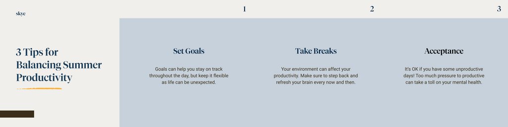 joinskye's tweet photo. 🌞Balancing summer productivity is difficult. Here are three things that we prioritize in order to maintain productivity. And remember... you are a HUMAN before you are an employee! 🌞 https://t.co/AKAJroZSgq