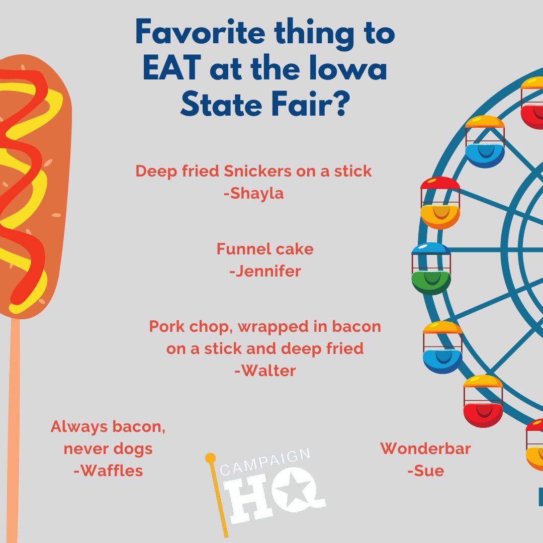 More #IowaStateFair fun - what's the best thing to eat at the fair? There's no wrong answer. What's your favorite? #ISFFindYourFun