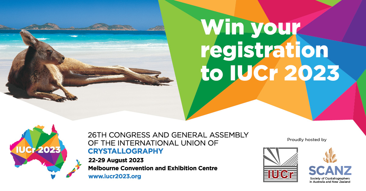 IUCr2023's tweet photo. The IUCr 2023 Melbourne team will be in Versailles next week at #ECM33  Will you? 

Make sure you put us on your list to visit. You will have a chance to win a registration to IUCr 2023. https://t.co/IxZh9BRsMU
#IUCr2023 #crystallography @Crystal_SCANZ #BraggYourPattern https://t.co/i4y0gUI3EY