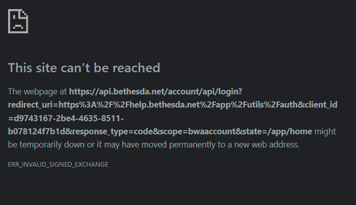 John15734574's tweet photo. @BethesdaSupport I reset my security question but it didn't update the answer. I tried to go to support and get this. https://t.co/M6SRYe1jVV