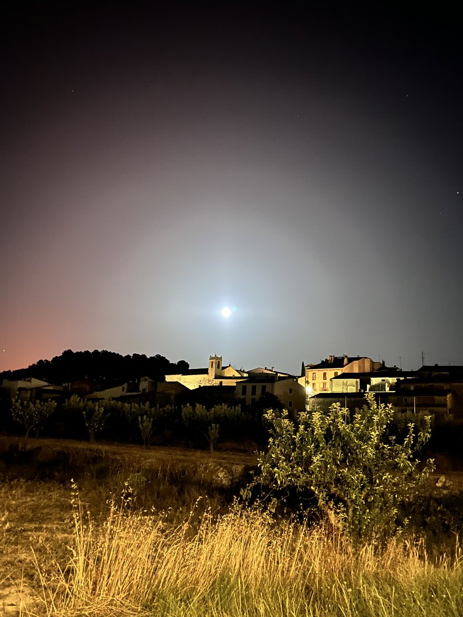 Una foto que saqué de #AlcaláDeLaJovada el sábado a las 23:35. Se ve una luz naranja al fondo a la izquierda. Yo pensaba que era otro pueblo, pero resultó ser el principio del #IFValldEbo que arrasaría todo el valle.