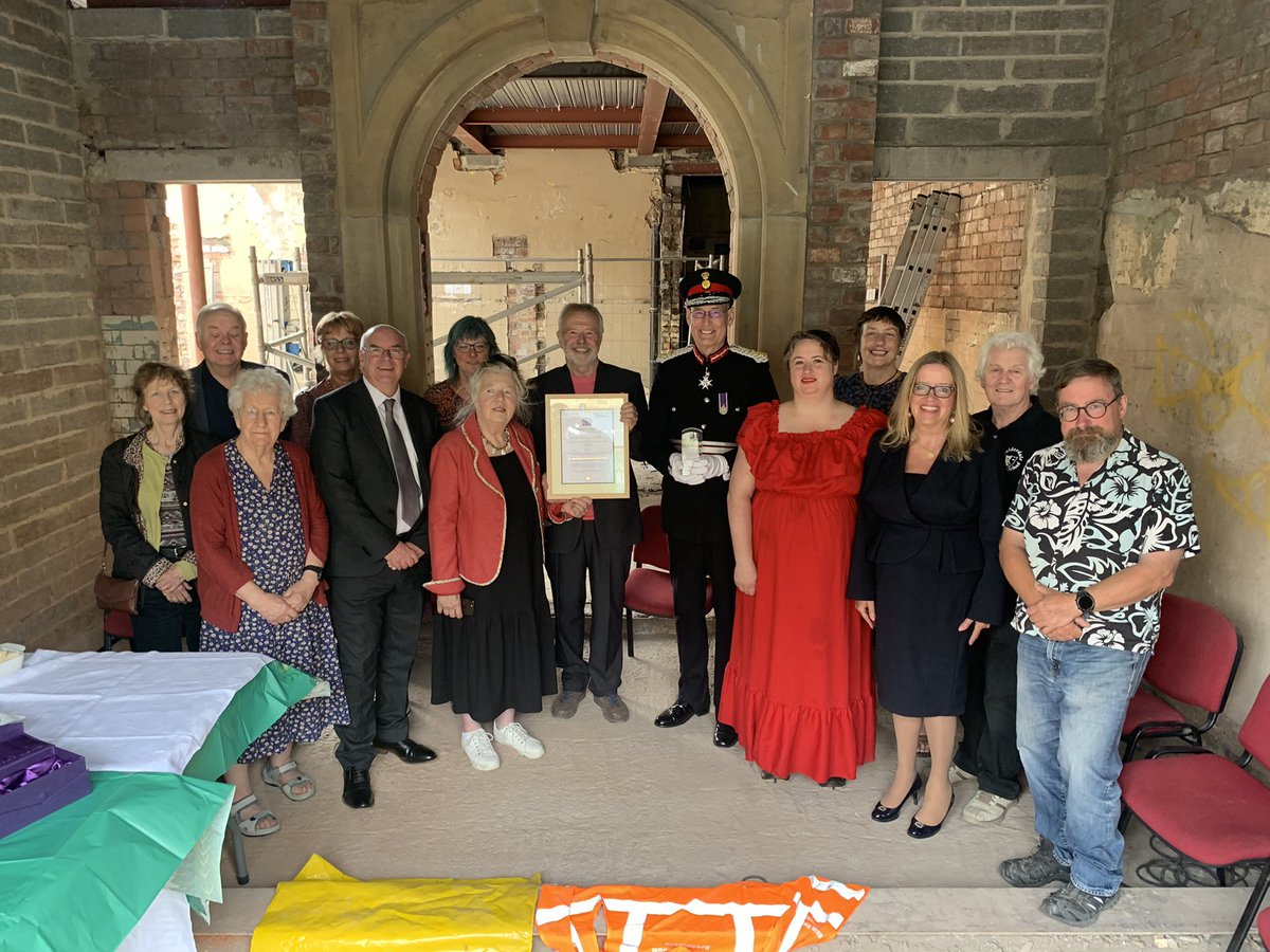 LordLtWY's tweet photo. Such a pleasure to present @QueensAwardVS to @SBfireandwater. A wholly voluntary group providing a vibrant dynamic cultural hub in Sowerby Bridge, supporting community growth and learning; with visionary plans for the future. Wonderful celebratory cake too! https://t.co/c80WhEuJx9
