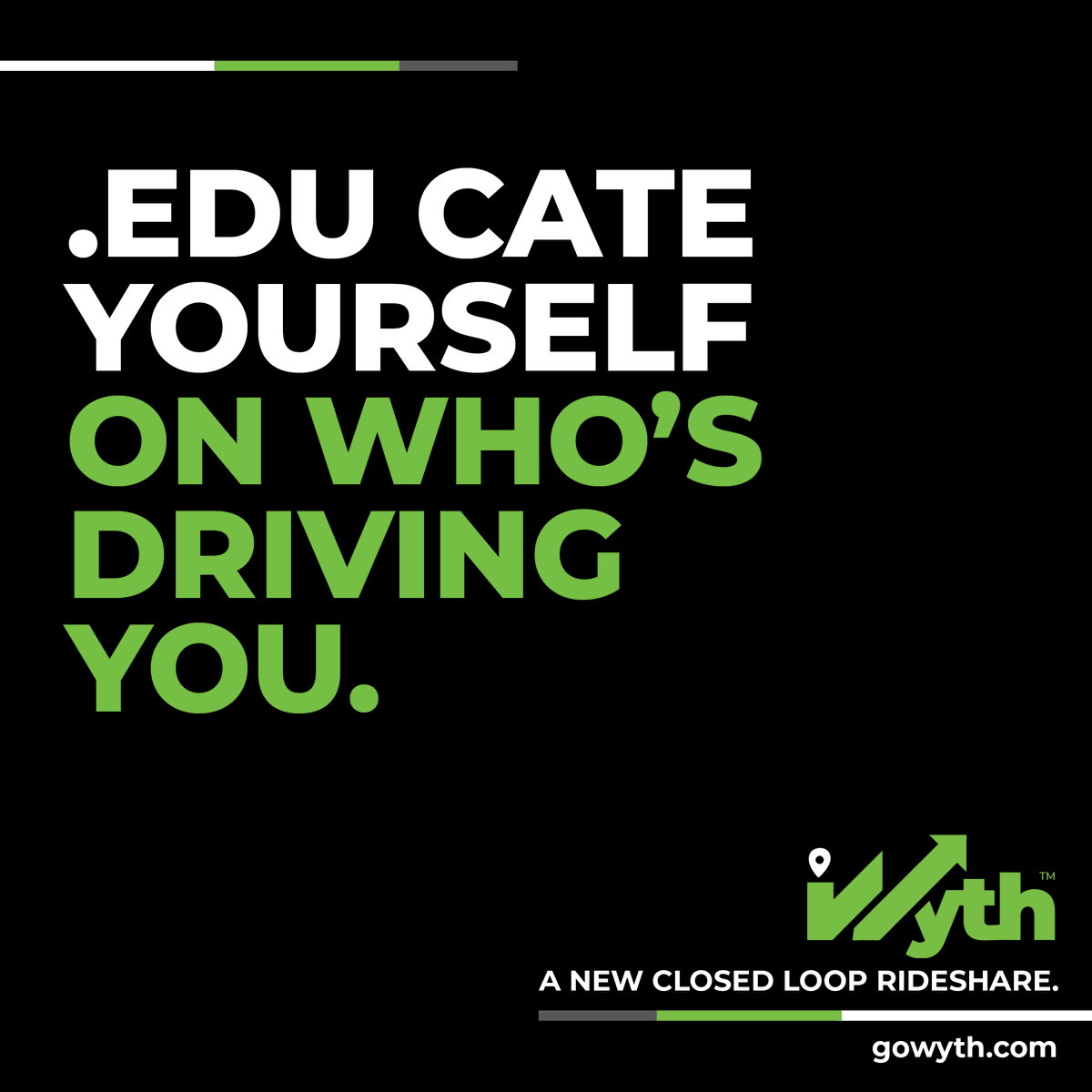Gowyth's tweet photo. Welcome back Bama students! Let me introduce you to WYTH, a new rideshare service created for college students. Our closed loop system ensures that users are campus community members. And each ride is only $7 dollars! #bama #crimsonride #rolltide #collegelife #Wyth #rideshare https://t.co/SvWIkFtGvR