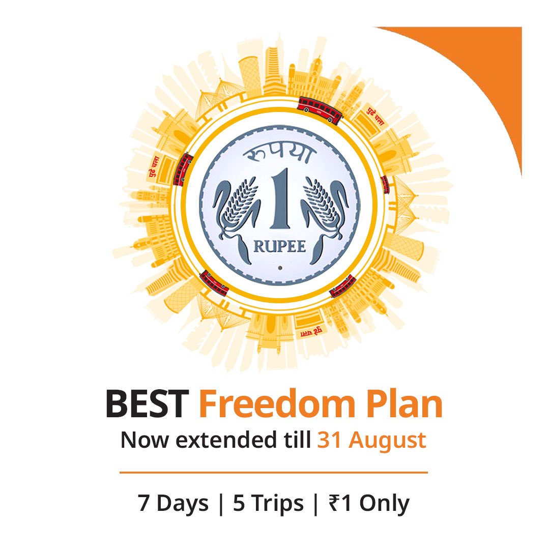 chaloapp's tweet photo. BEST Freedom plan has been the first choice of travel for over 1 lakh Mumbaikars. We're now gifting you the freedom to travel city-wide at ₹1 for the entire month of August. Avail the offer now!

#Chalo #ChaloApp #Mumbai #BestFreedomPlan #Mumbaikar #AvailOffer https://t.co/I2niml9qqd