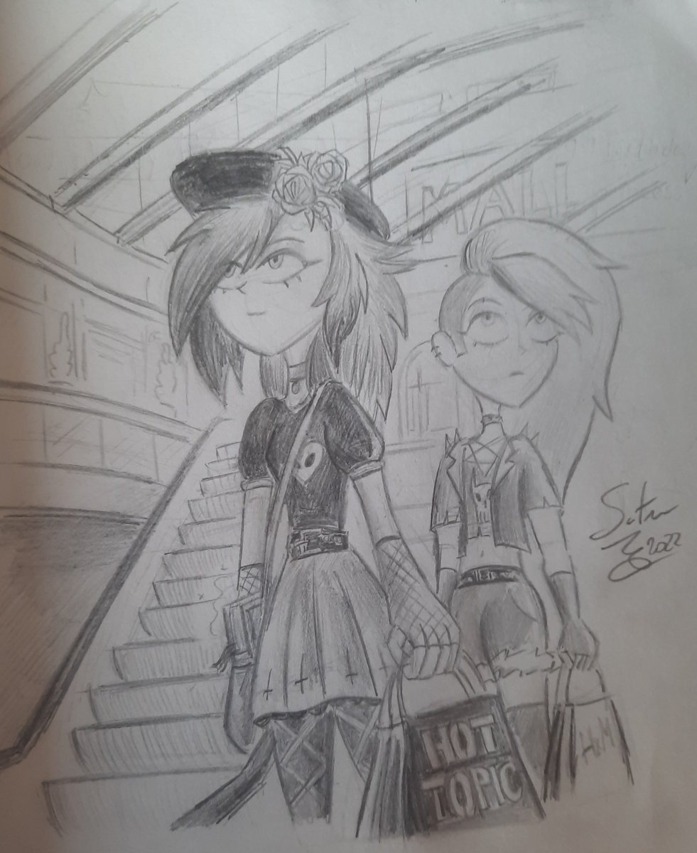 Saturn_3003's tweet photo. #OctaviaWeek2022 DAY 7: Free Day🛍
Shopping at the human mall with Loona
#HelluvaBoss #HelluvaBossOctavia #HelluvaBossLoona #HelluvaBossFanart  #humanOctavia #humanLoona #helluvabosshuman #freeday #mall #shopping #girls #goth #pencildrawing #traditionalart #myart #mydrawing https://t.co/56GnTjZmSD
