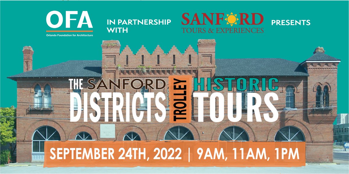 OFA is partnering with Sanford Tours &amp; Experiences to present a day of Trolley Tours of Historic Sanford September 24th! Register TODAY: orlandoarchitecture.org/historic-sanfo…
#OFA #orlandoarchitecture #historicarchitecture #sanfordarchitecture #historicsanford #historictour #architecturetour