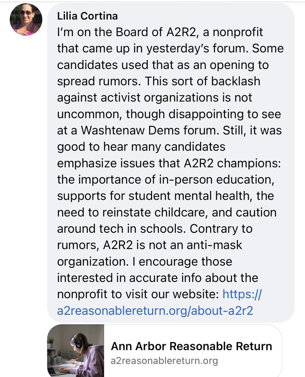 EyesOnA2r2's tweet photo. In discussions about school board candidates, A2R2 board members get very defensive and claim that they have never been anti-mask.
Let’s review a little.
Here they are claiming to have never been such a thing.
All three of these people are A2R2 board members. https://t.co/AgkVHS7t3g