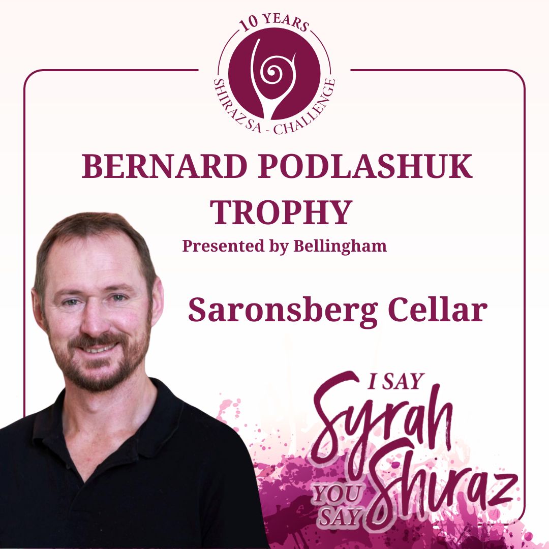 NEW TROPHY HONOURS FATHER OF SA SHIRAZ
Awarded for the first time this year The #BernardPodlashukTrophy, presented by <a href="/Bellinghamwines/">bellinghamwines</a>, for the producer that performed the best during the Shiraz SA Challenge's ten years goes to <a href="/Saronsberg/">Saronsberg Cellar</a>! Congrats to Dewaldt Heyns and the team!