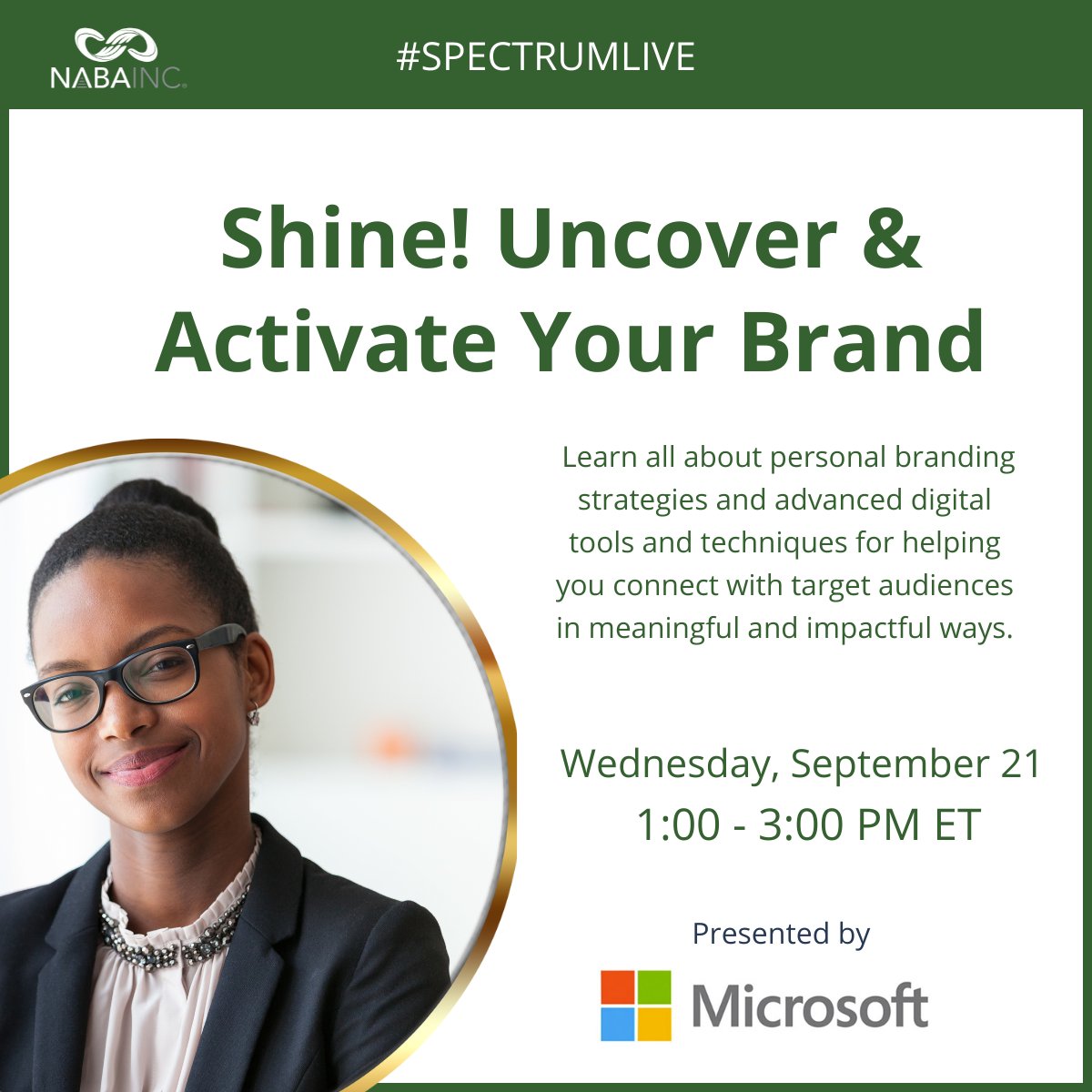 NABAInc's tweet photo. Join us on September 21 for #SpectrumLive presented by @Microsoft. Jenn Spicer and the team from Delightful Communications will share strategies and advanced tools and techniques to help you connect with your audience in impactful ways.

Register here: https://t.co/zCAK7OZzgj https://t.co/h2JXOfmbdG