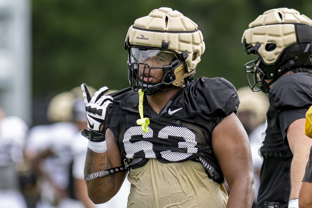 GoldandBlackcom's tweet photo. “Marcus Mbow can be really, really good. Marcus Mbow can be one of the better ones we've ever had around here.”

Heady praise for the #Purdue redshirt freshman, who looks poised to start at right guard.

Learn more about the precocious Mbow here.
https://t.co/w8PIaMCtmU https://t.co/SyHbOuCnNj