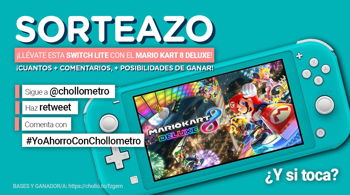 🎮🎮SEGUIMOS DE SORTEOOOO!!🎮🎮

🏃 Sigue a Chollometro
🔃 Haz RT
✍️ Comenta con #YoAhorroConChollometro diciendo por qué tiene que ser para ti

y... llévate por la cara esta Switch Lite con el Mario Kart 8 Deluxe!!