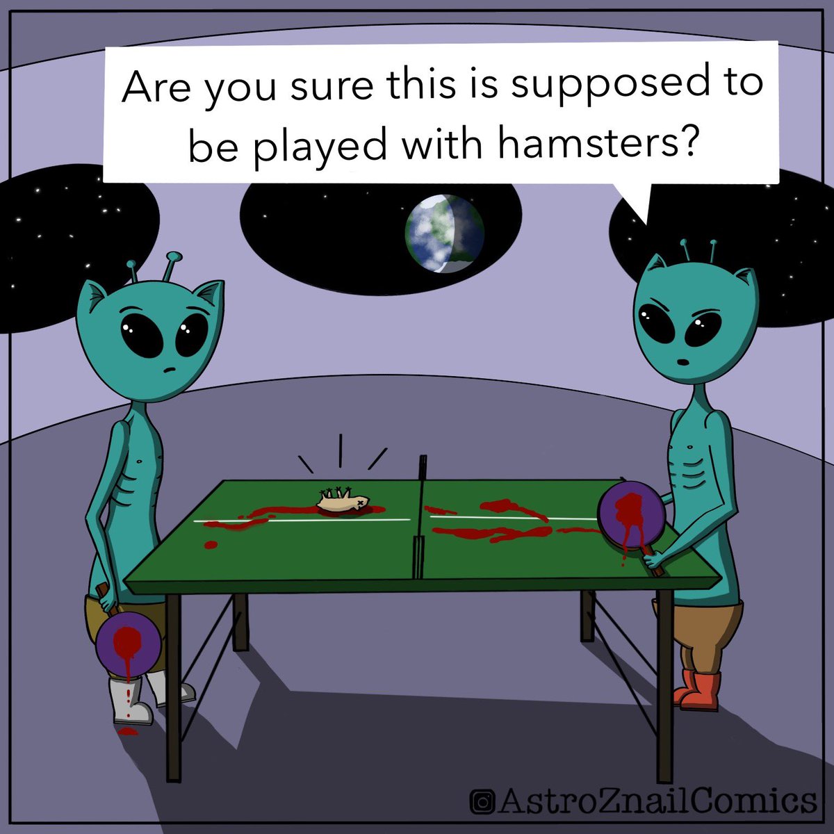 AstroZnail's tweet photo. No animals were harmed in the making of this comic. 

#hamster #alien #pingpong #tabletennis #aliens #earth #playagame #comic #comedy #comics #cartoon #cartoons #swisscomic #swisscartoonist #cartoonist #drawingwomen #funny #lol #funny #digitalcomics #webtoon #webcomics https://t.co/GX2fh0ATgn