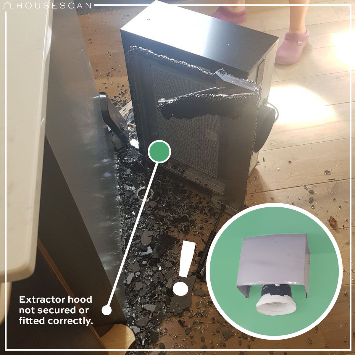 Sometimes it can be tricky to asses how well an extractor fan has been fitted and secured... and sometimes it's a little easier: 

#snags #snagging #newbuild #newbuildhomes #housescan #defects #newbuildkitchen #newbuildjourney #newbuilduk #housefails #fails
