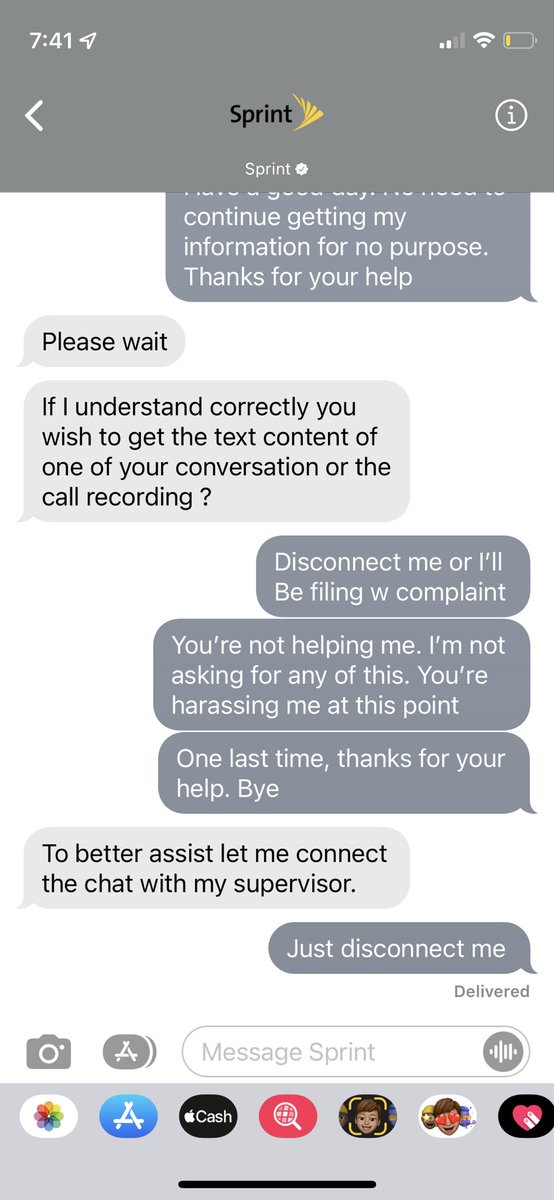 NaomiAPena's tweet photo. @TMobile your tech can’t help me, cool…but then proceeds to continue messaging me (I get these we text messages) when I’m telling them I’m good. I feel harassed by your tech https://t.co/jrWF4U84WI