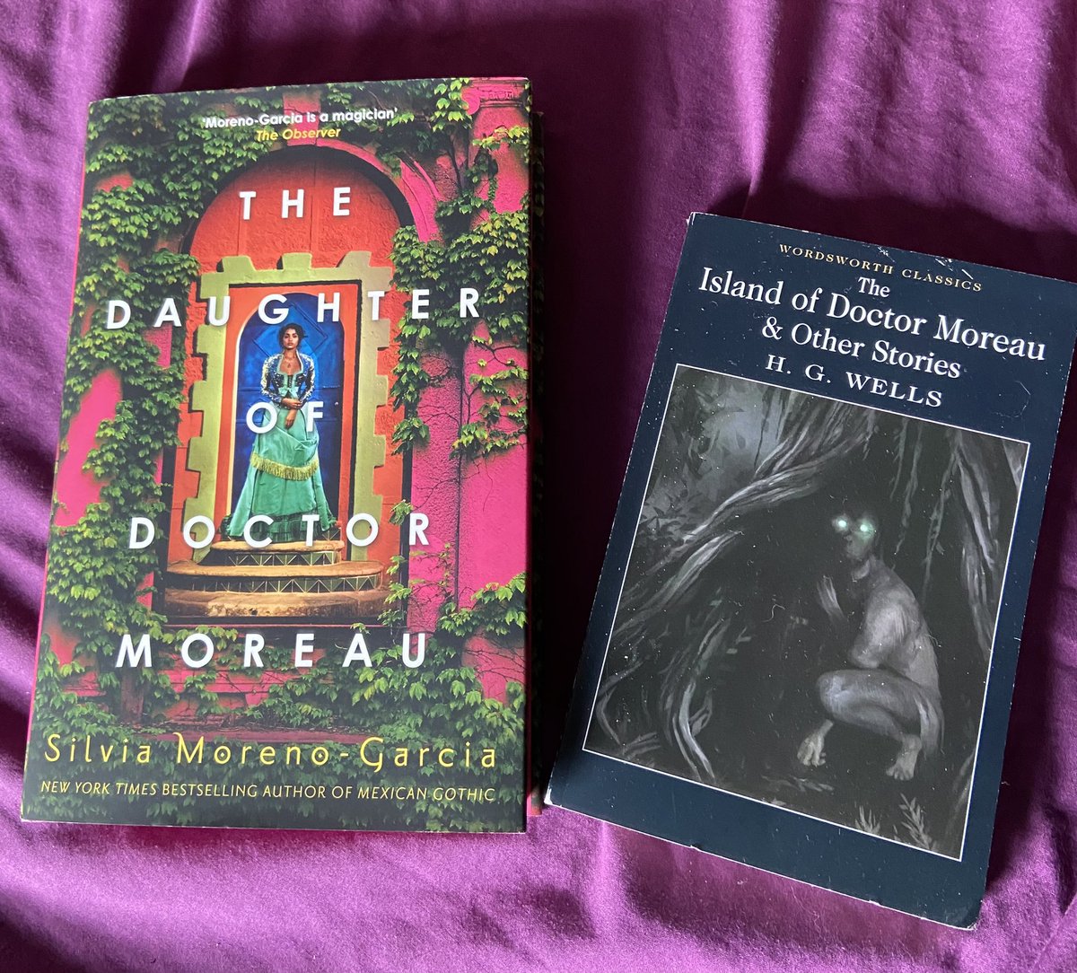 New (and old!) book day. #TheDaughterOfDoctorMoreau by Silvia Moreno-Garcia and The Island of Doctor Moreau by H.G Wells. I haven’t read Island since my final paper during University days, looking forward to revisiting it, and love Moreno-Garcia’s writing, so this will be fun!