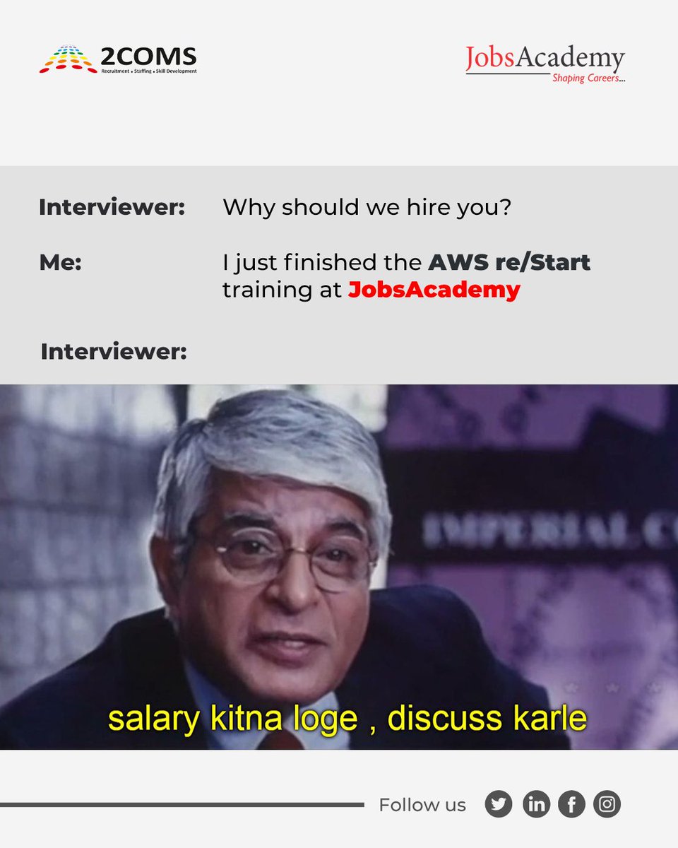JobsacademyInd's tweet image. When you completed your AWS re/Start Training with Jobsacademy 😎😎
Learn More: jobsacademy.co/courses/awsres…

#awsrestart #awsfreecourse #cloudcomputing #awscourse #jobs #career #aws #cloud #amazonwebservices #amazonwebservicestraining #webdevelopment #coding #coder #developer