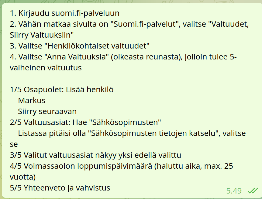 Tietävätkö ihmiset miten näppäriä <a href="/suomifi/">Suomi.fi</a> valtuutukset ovat? Sen sijasta, että olisin yrittänyt neuvoa, kuinka lataa sähkönkulutustiedot ja lähettää sähköpostiin niin meni seuraavilla ohjeilla helposti.