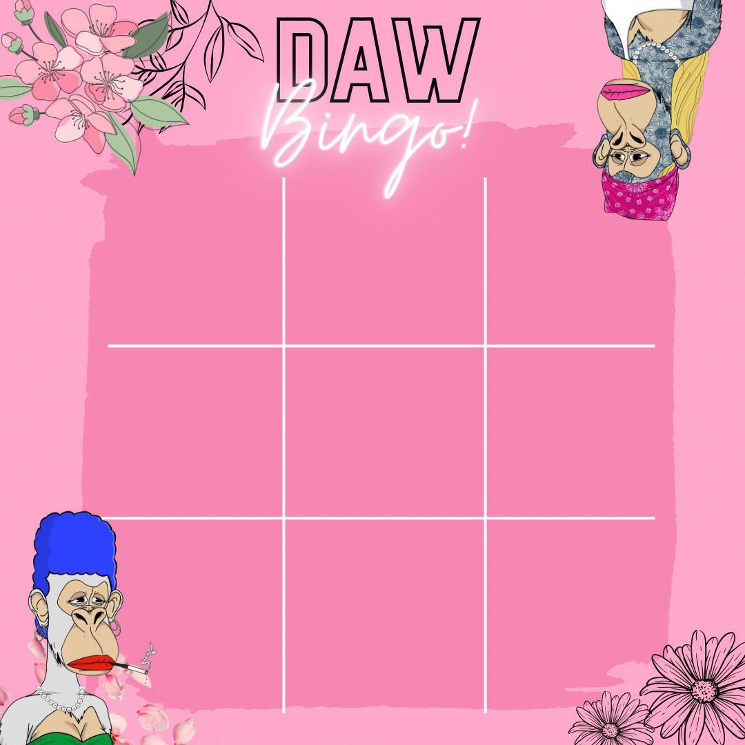 Guess what…
This Thursday DAWs are playing bingo 🫣

There may just be a fun prize to 🥵 we all love having fun, but it’s even better when you can win something right?

You have just under 24 hours to enter 🙌

Check out <a href="/DApeWives/">Desperate ApeWives</a> community updates channel for more info 👀