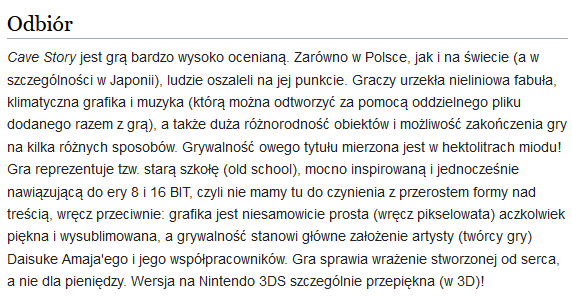 sooldierpl's tweet photo. mój ulubiony przykład to jak ktoś napisał taką recenzję w artykule o cave story https://t.co/FJTeP1oEiL