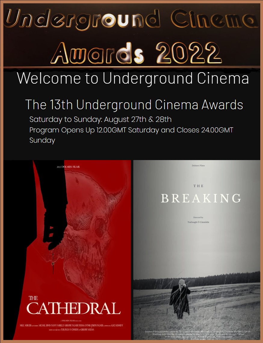 DolmenFilms's tweet photo. Check out "The Cathedral" and "The Breaking" online at the @undercine on Saturday, August 27th and Sunday, August 28th!

https://t.co/yk8KHJImDi

#dolmenfilms #thecathedral #TheBreaking #undergroundcinemaireland #shortfilmscreening #filmmaking #indiefilm #filmfestivals https://t.co/iRZK1WlxFh