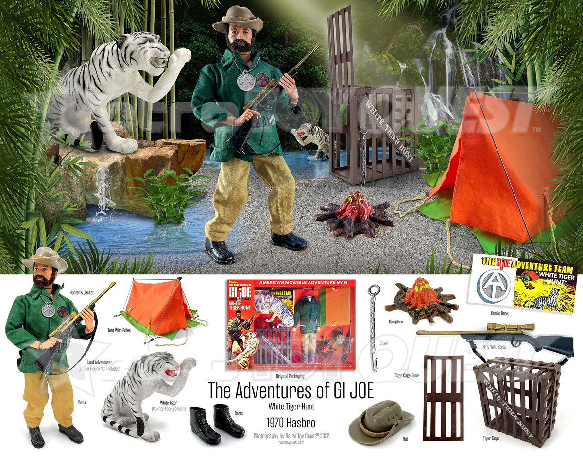 retrotoyquest's tweet photo. Excited to share the latest RTQ Reference Print: The Adventures of GJ JOE White Tiger Hunt (Original 1970 Action Figure and Accessories) https://t.co/EcHvEk3Rsj #AdventureTeam #GIJoe #70stoys #toycollector https://t.co/BSbSmLWdKo