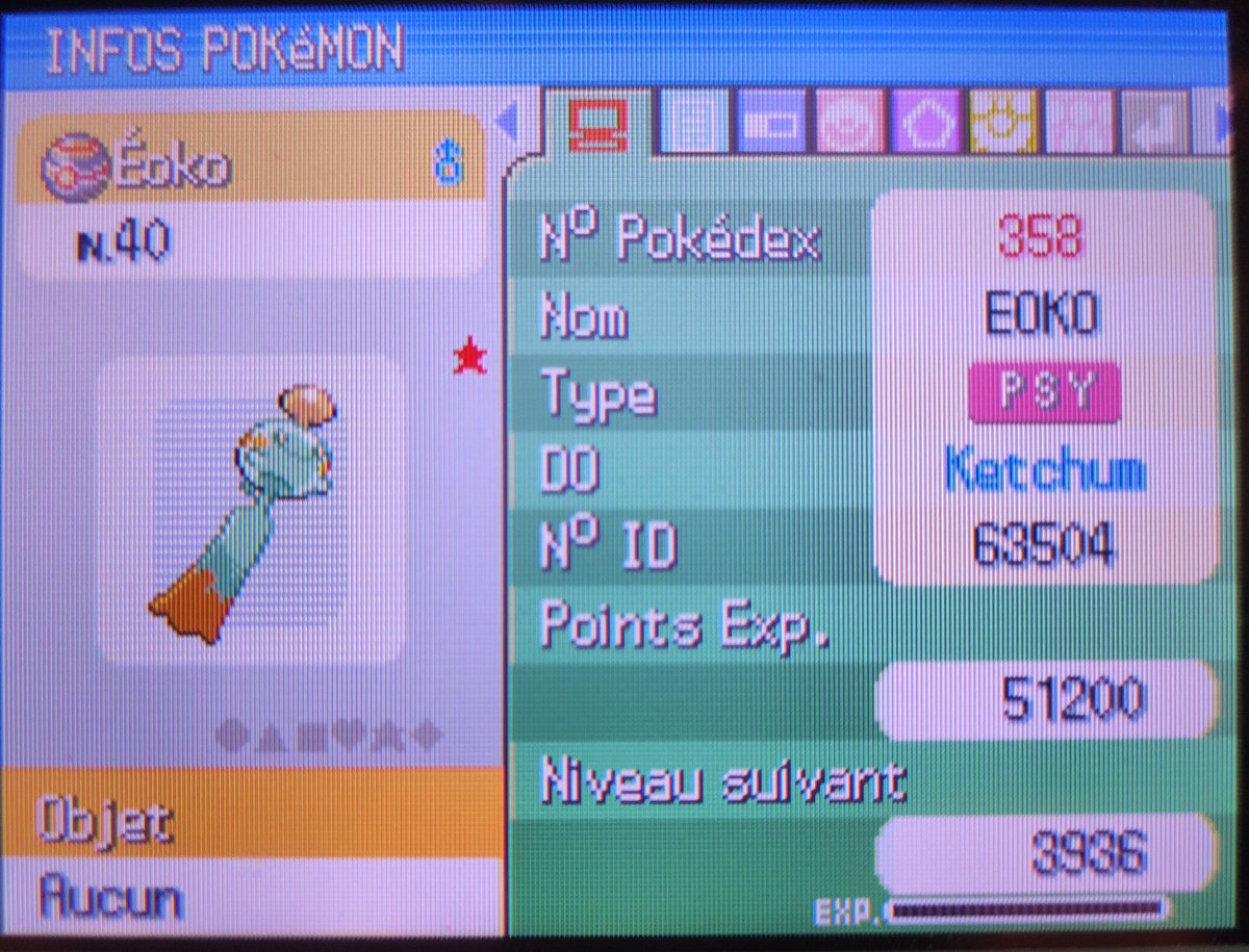 Éoko shiny en 14 663 rencontres au Mont couronné sur Platine, c'est un très beau shiny dans un endroit stylé.