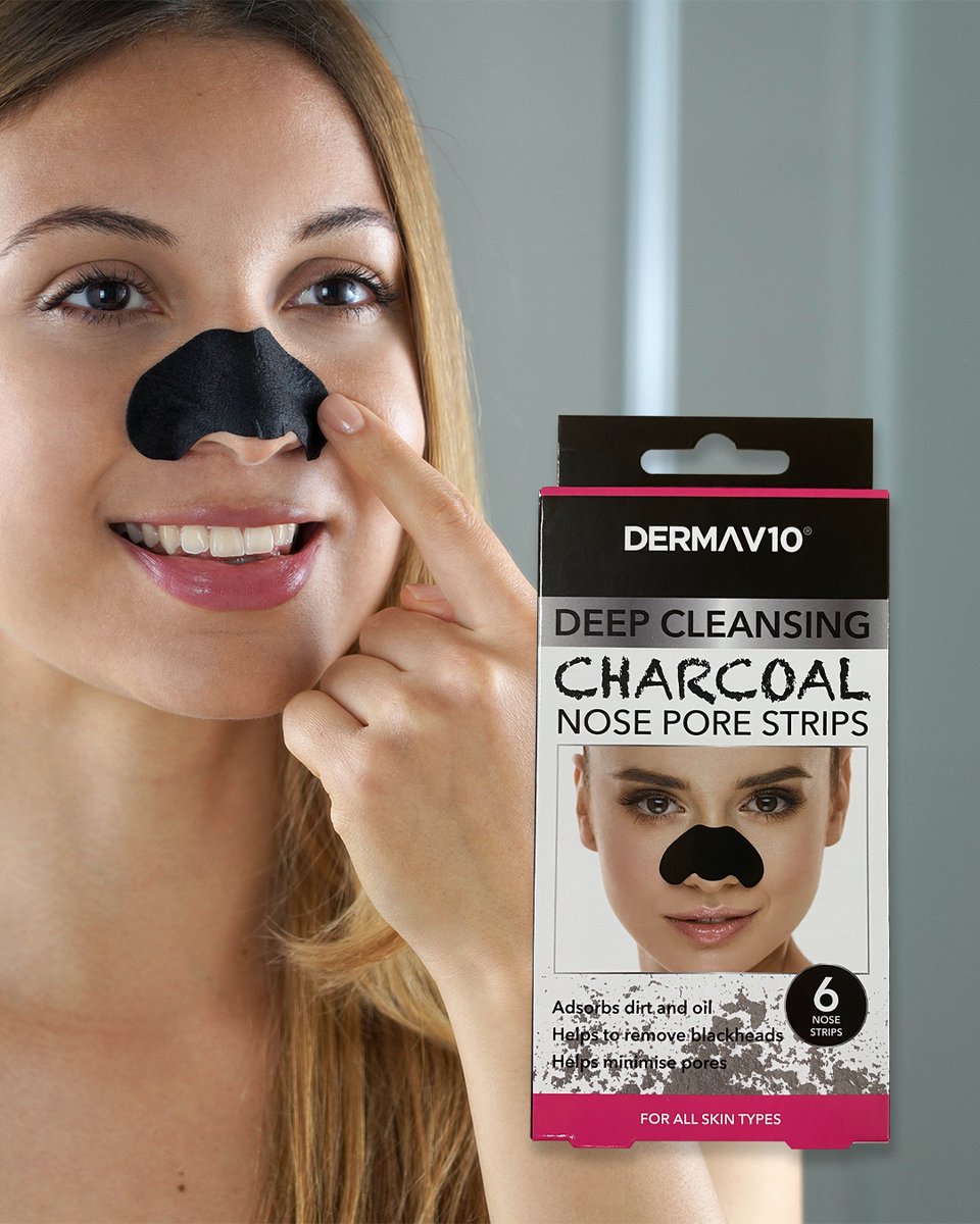 DermaV10's tweet photo. Say goodbye to blackheads and clogged pores with our Deep Cleansing Charcoal Nose Pore Strips 🖤.
Shop yours now at https://t.co/j1uqLuRNYL 💰.
#dermav10 #nosestrips #charcoalnosestrips #bodycareuk https://t.co/NdSc0PXgF9