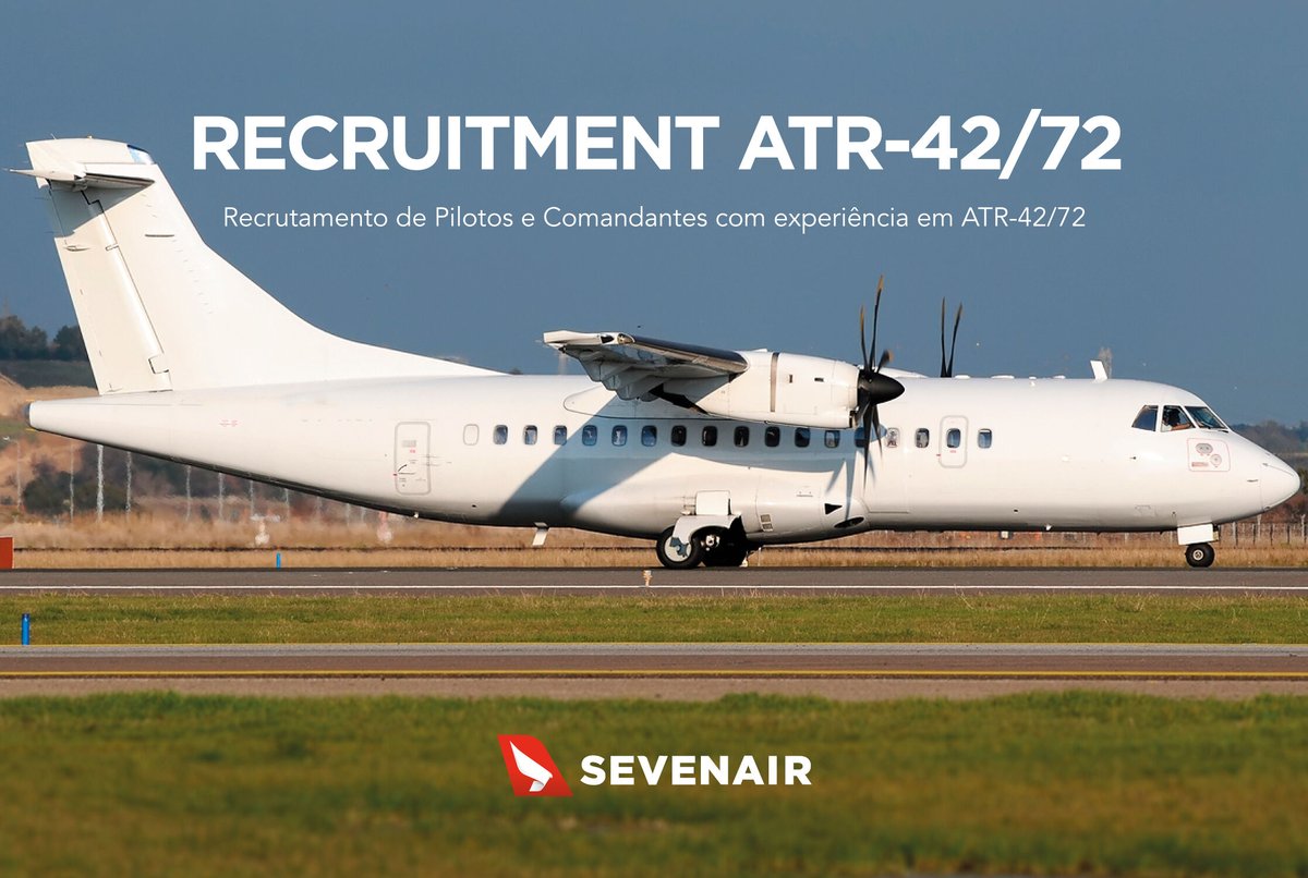 SevenairGroup's tweet photo. 𝗔 𝗦𝗲𝘃𝗲𝗻𝗮𝗶𝗿 𝗲𝘀𝘁𝗮́ 𝗮 𝗿𝗲𝗰𝗿𝘂𝘁𝗮𝗿 𝗣𝗶𝗹𝗼𝘁𝗼𝘀 𝗲 𝗖𝗼𝗺𝗮𝗻𝗱𝗮𝗻𝘁𝗲𝘀 𝗽𝗮𝗿𝗮 𝗔𝗧𝗥-𝟰𝟮/𝟳𝟮. 
+500h de Experiência no tipo para Comandantes;
+200h de Experiência no tipo para Co-Pilotos. 
...
human.resources@sevenair.com https://t.co/rZE5lrozEn